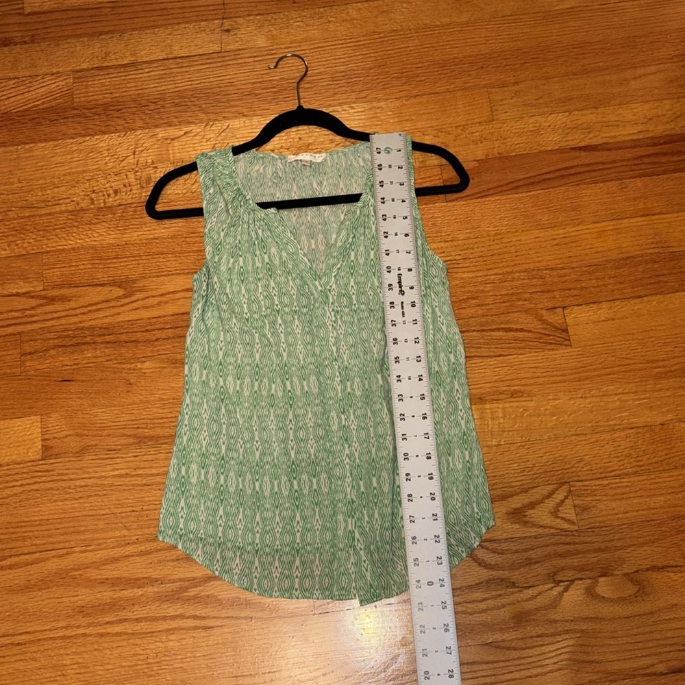 Kenar Small Green Diamond Patterned Elastic V-Neck Sleeveless Blouse SPRING - Picture 5 of 6
